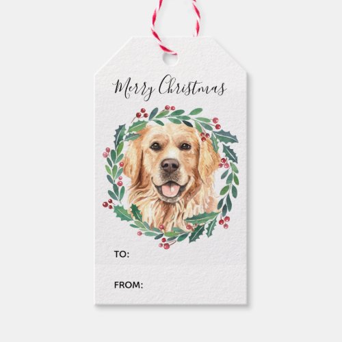 Golden Retriever Elegant Dog Merry Christmas Gift Tags