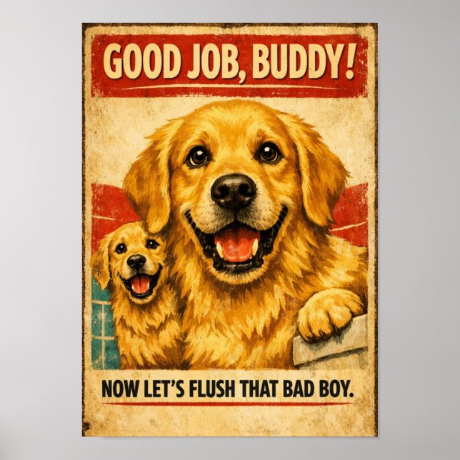 Golden Retriever Encouragement Poster (Front)