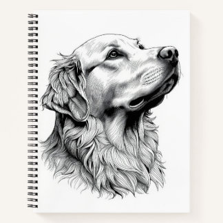 Golden Retriever Engraving Style Hardcover Journal