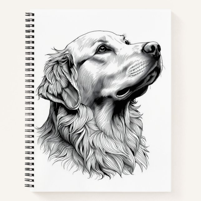 Golden Retriever Engraving Style Hardcover Journal (Front)