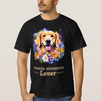 Golden Retriever Enthusiast Floral Watercolor Dog T-Shirt