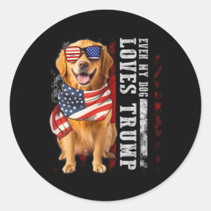 Golden Retriever Even My Dog Loves Trump Funny Classic Round Sticker