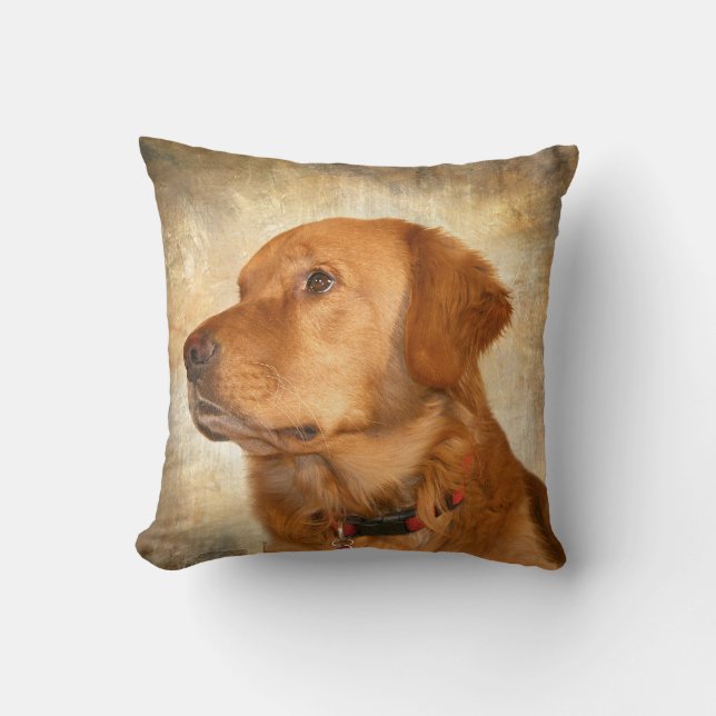 Golden retriever face throw pillow (Front)