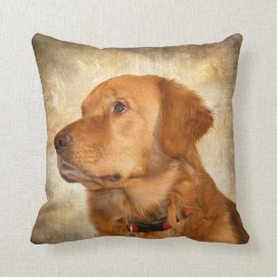 Golden retriever face throw pillow