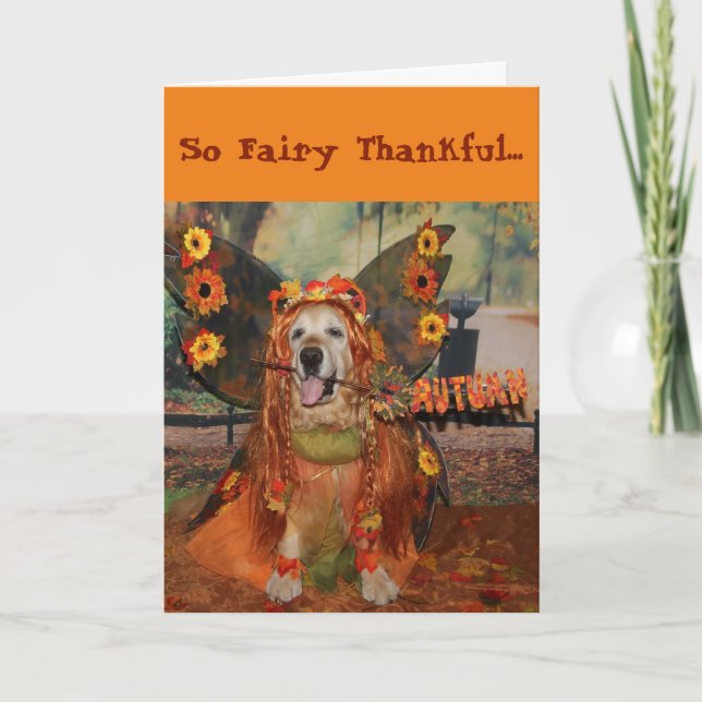 Golden Retriever Fairy Thanksgiving Card (Front)