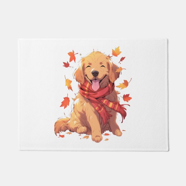 Golden Retriever Fall Dog Autumn Leaves  Doormat (Front)
