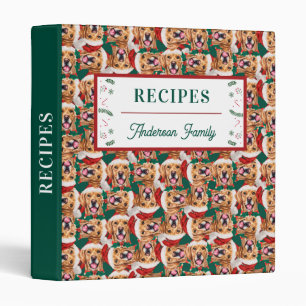 Golden Retriever Family Name Christmas Recipes 3 Ring Binder