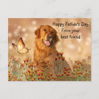 Golden Retriever Father's Day Postcard by deemac1 at Zazzle