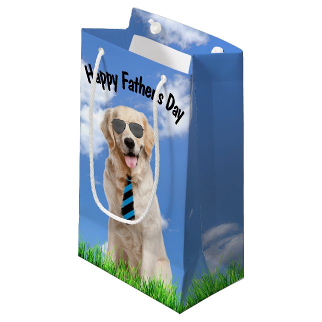 Golden Retriever Father's Day Small Gift Bag (Front Angled)