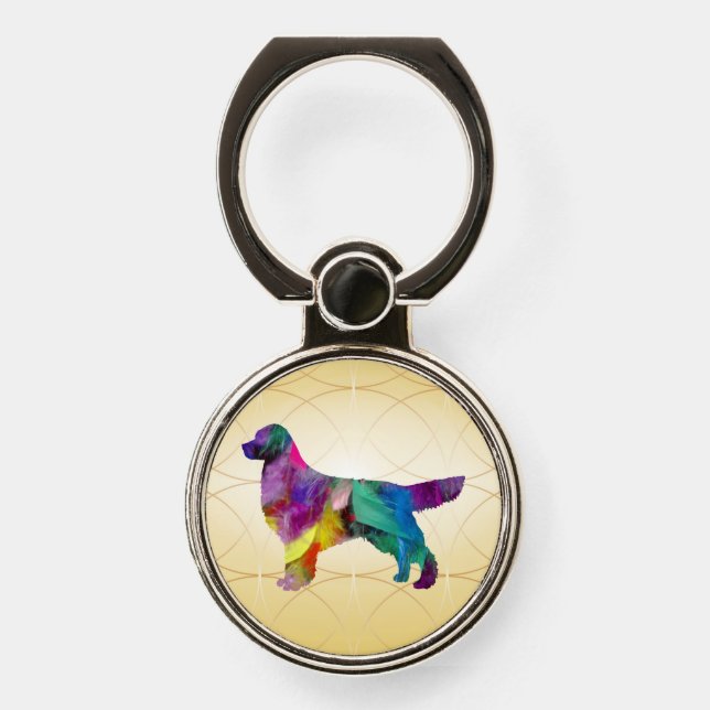Golden Retriever Feathered Phone Ring Stand (Front)