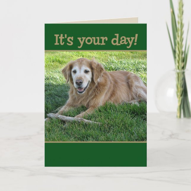 Golden Retriever Fetching Goodies For Father's Day Card (Front)