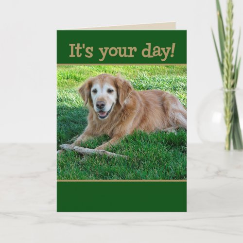 Golden Retriever Fetching Goodies For Fathers Day Card