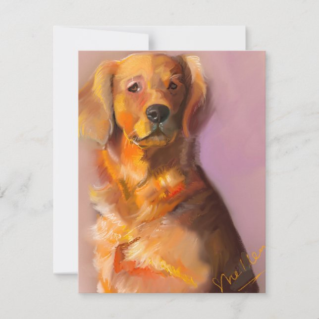 Golden Retriever Fine Art Digital Art Card (Front)