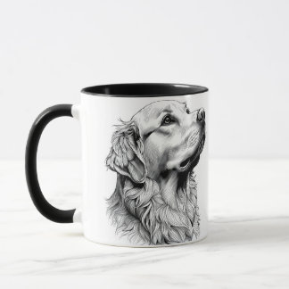 Golden Retriever Fine Line Art Portrait | Elegant  Mug