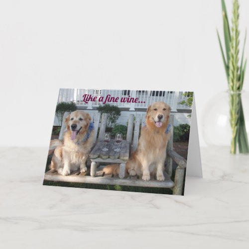 Golden Retriever Fine Wine Birthday Card