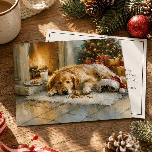 Golden Retriever Fireplace Christmas Holiday Card