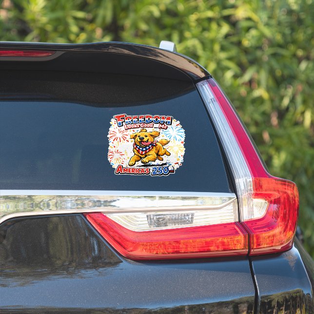 Golden Retriever Fireworks 250th Anniversary  Sticker (Car Side)