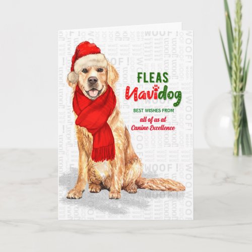Golden Retriever Fleas Navidog Christmas Name Holiday Card