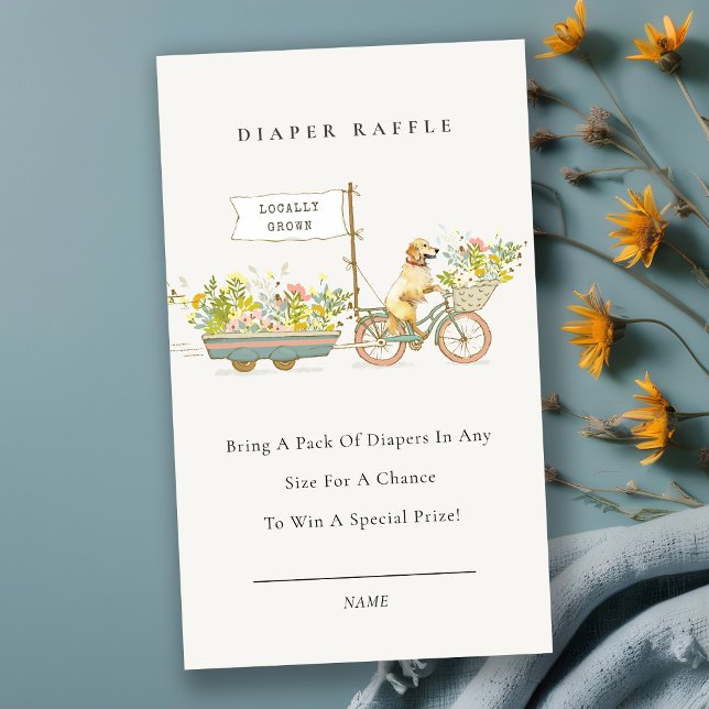 Golden Retriever Floral Books For Baby Shower Enclosure Card (Creator Uploaded)