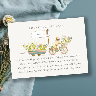 Golden Retriever Floral Books For Baby Shower Enclosure Card