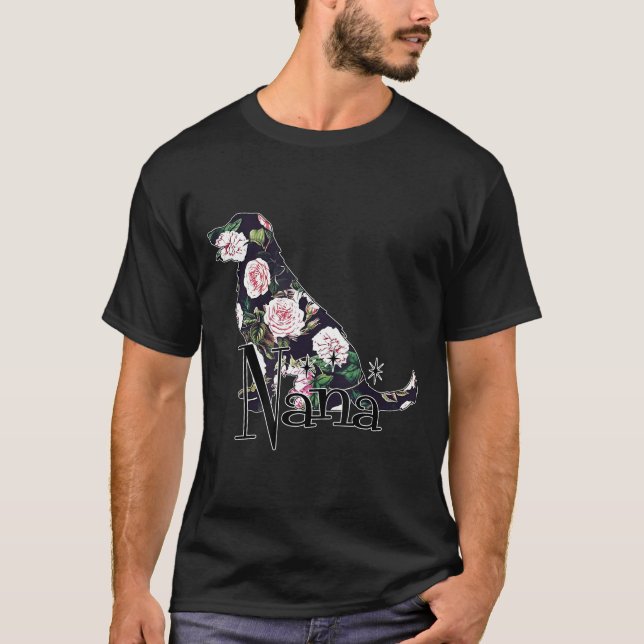 Golden Retriever Floral Nana Dog Lover Christmas T-Shirt (Front)