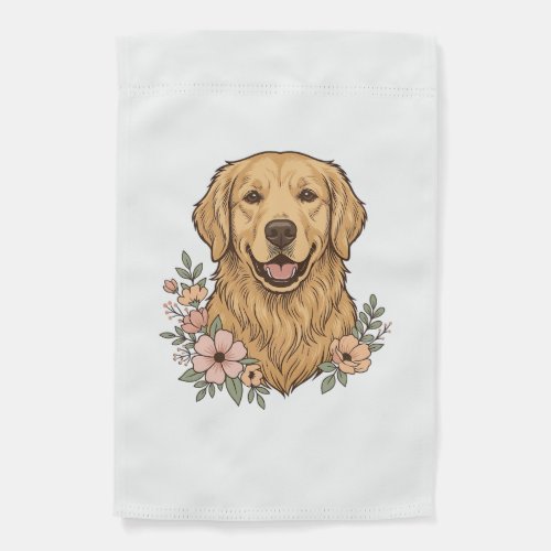 Golden Retriever Floral Vintage Engraving Design_1 Garden Flag