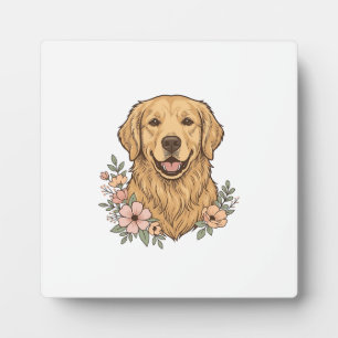 Golden Retriever Floral Vintage Engraving Design_1 Plaque