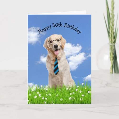 Golden Retriever For 30th Birthday Card