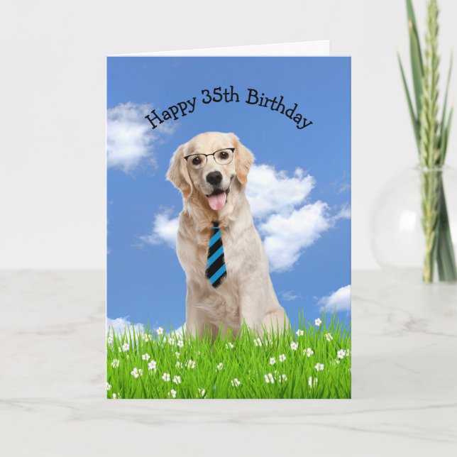 Golden Retriever For 35th Birthday  Card (Front)