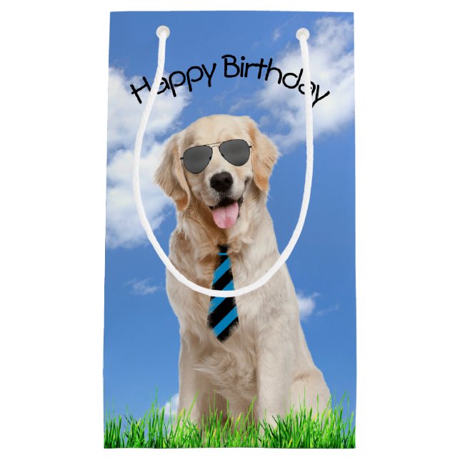 Golden Retriever For Birthday Small Gift Bag (Front)