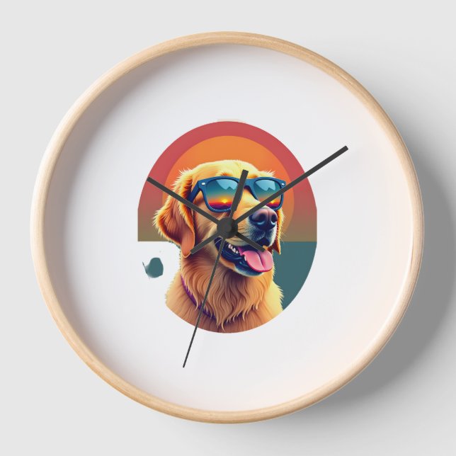 Golden Retriever for Kids Boys Girls Sunglasses Pe Clock (Front)