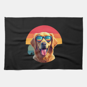 Golden Retriever for Kids Boys Girls Sunglasses Pe Kitchen Towel