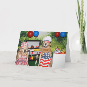 Golden Retriever Fourth of July Barbecue Card