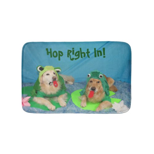 Golden Retriever Frogs Hop Right In Bath Mat