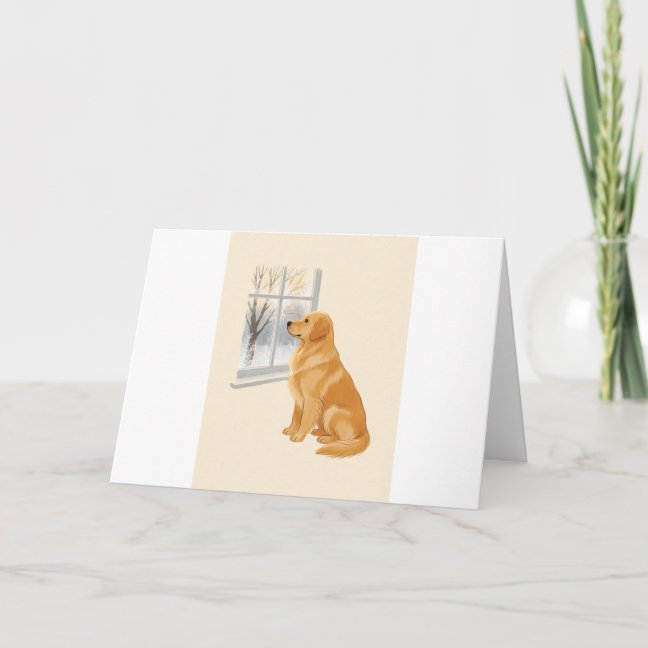 Golden Retriever Frosty morning window Greeting Ca Card