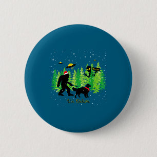 Golden Retriever Funny Bigfoot Christmas Alien Ufo Button