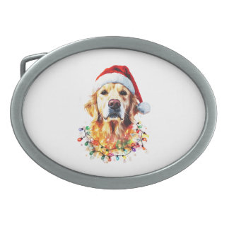 Golden Retriever Funny dog Christmas Santa Hat lig Belt Buckle
