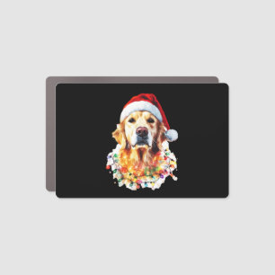 Golden Retriever Funny dog Christmas Santa Hat lig Car Magnet