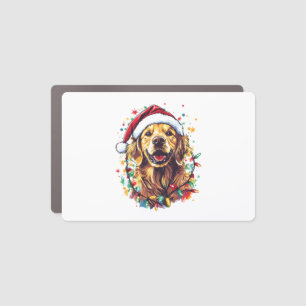 Golden Retriever Funny dog Christmas Santa Hat lig Car Magnet