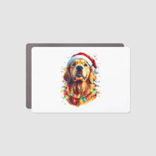 Golden Retriever Funny dog Christmas Santa Hat lig Car Magnet