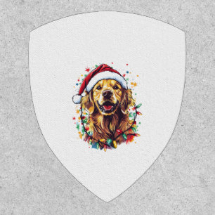 Golden Retriever Funny dog Christmas Santa Hat lig Patch