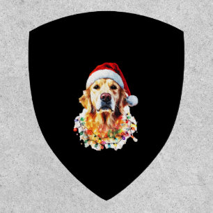 Golden Retriever Funny dog Christmas Santa Hat lig Patch