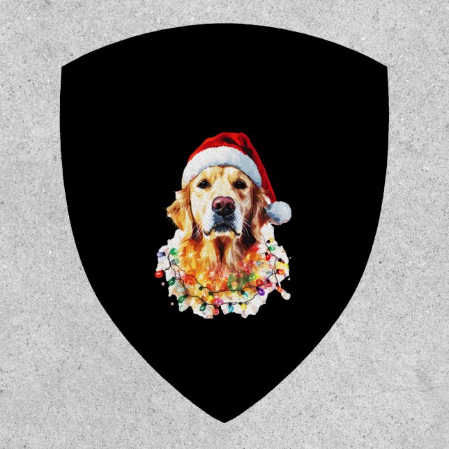 Golden Retriever Funny dog Christmas Santa Hat lig Patch (Front)