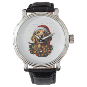 Golden Retriever Funny dog Christmas Santa Hat lig Watch