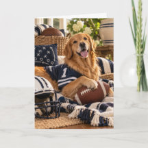 Golden Retriever Game Day Football Card