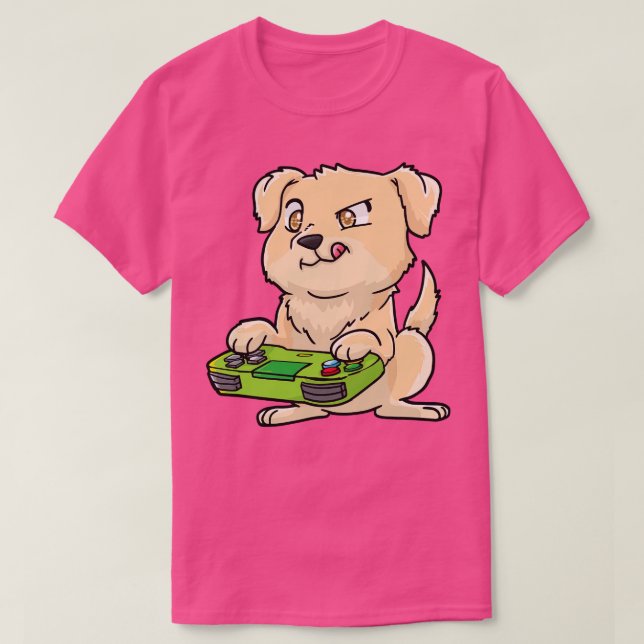 Golden Retriever Gamepad Kawaii T-Shirt (Design Front)
