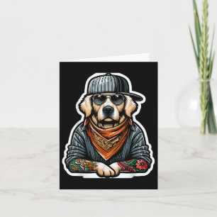Golden Retriever Gangsta Costume Tattoo Dog Owner  Card