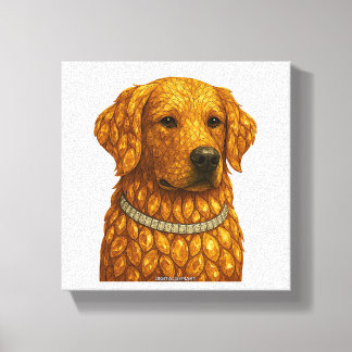 Golden Retriever Gemstone Portrait Canvas Print