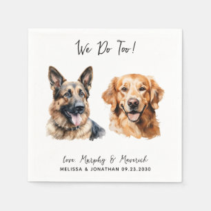 Golden Retriever German Shepherd Dog Wedding Napkins