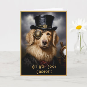 Golden Retriever Get Well Soon Custom Name 138 Card